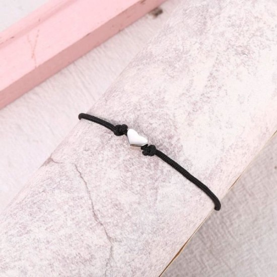 S925 Sterling Silver Heart Shaped Friendship Bracelet Long Distance Bracelet For Couples Best Friend Handmade Adjustable Jewelry Gift For Family And Her S925 Sterling Silver Heart Shaped Friendship Bracelet Long Distance Bracelet For Couples Best Friend Handmade Adjustable Jewelry Gift For Family And Her